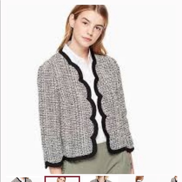 $428 NWOT KATE SPADE NY Womens Scallop Tweed Jacket Size 12 - Picture 1 of 13